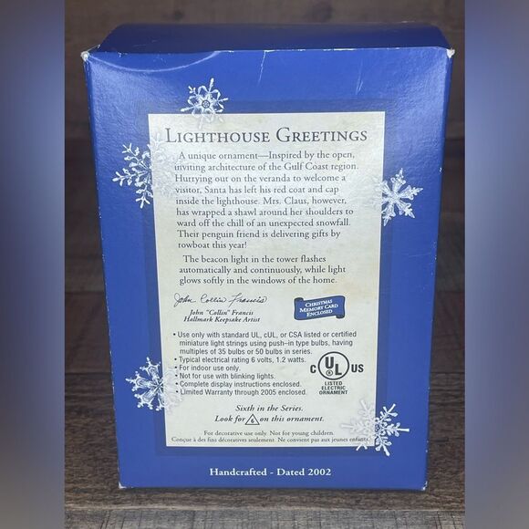 Vintage Hallmark Keepsake Lighthouse Greetings Christmas Ornament Flashing Light - Picture 5 of 11